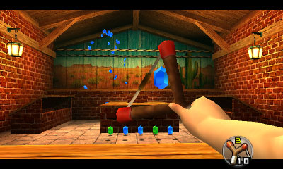 Shooting the rupees to win the shooting gallery game